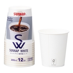 サンナップ Ｃ２０１２ＳＮＰ　ＳＵＮＮＡＰＷＨＩＴＥペーパーカップ　２０５ｍｌ　１２個