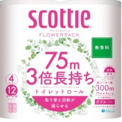 クレシア　クレシア スコッティ フラワーパック 3倍長持ち（ダブル）無香料 75m×4ロール