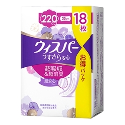 Ｐ＆Ｇ　ウィスパー うすさら安心特に多いときでも安心用２２０cc１８枚