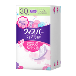 Ｐ＆Ｇ　ウィスパー　うすさら吸水　安心の少量用３０ｃｃ　２２枚
