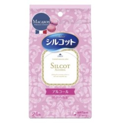 ユニチャーム シルコット　マカロン　アルコール　９９．９９％除菌　外出用　２４枚入り