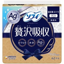 ユニチャーム　ソフィ　キヨラ贅沢吸収Ａｇ無香料ふつう用　６２枚