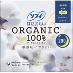 ユニチャーム　ソフィ　はだおもいオーガニックコットン２９０ 羽つき多い夜用１０枚