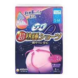 ユニチャーム　ソフィ　超熟睡ショーツ　Ｓ～Ｍ　８枚