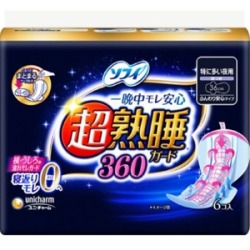 ユニチャーム　ソフィ　超熟睡ガード360羽つき６枚