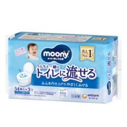 ユニチャーム　ムーニー　おしりふき トイレに流せるタイプつめかえ用５４枚×３個入