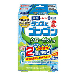 【数量限定】大日本除虫菊　タンスにゴンゴン１年防虫クローゼット用無臭３個入り２個パック