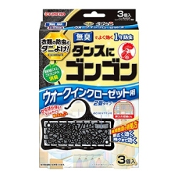 大日本除虫菊　金鳥 タンスにゴンゴン ウォークインクローゼット用 無臭 1年防虫 ３個入　