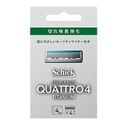 シック　クアトロ4 チタニウム 替刃4個入 ドイツ製 4枚刃 セーフティワイヤー付 シルバー