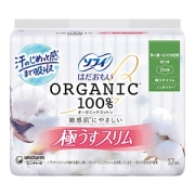 ユニチャーム　ソフィ はだおもい オーガニックコットン 極うすスリム多い昼－ふつうの日羽つき１７枚