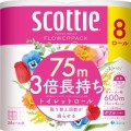 クレシア　スコッティ　フラワーパック　３倍長持ち　ダブル芯あり７５ｍ×８ロール　香り付き