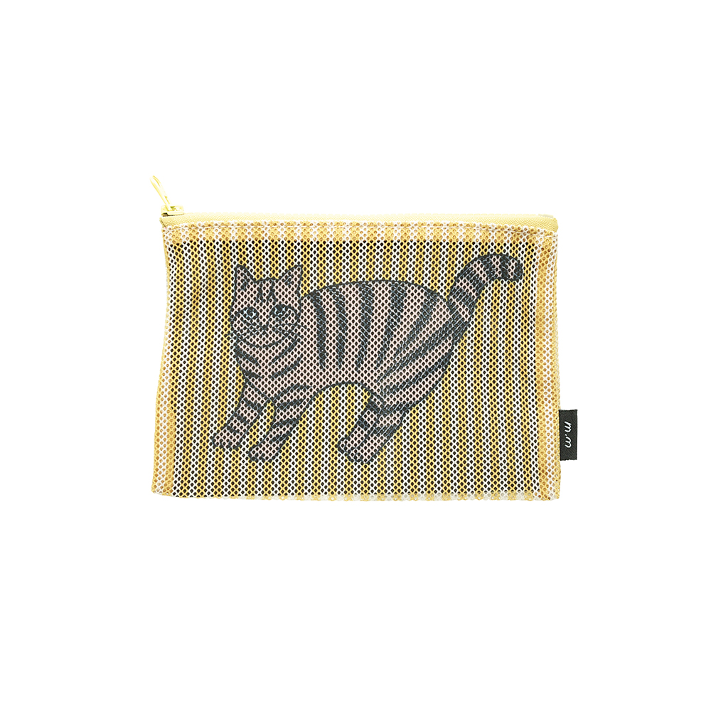 【松尾ミユキ】Stripe Mesh flat pouch Noisettes