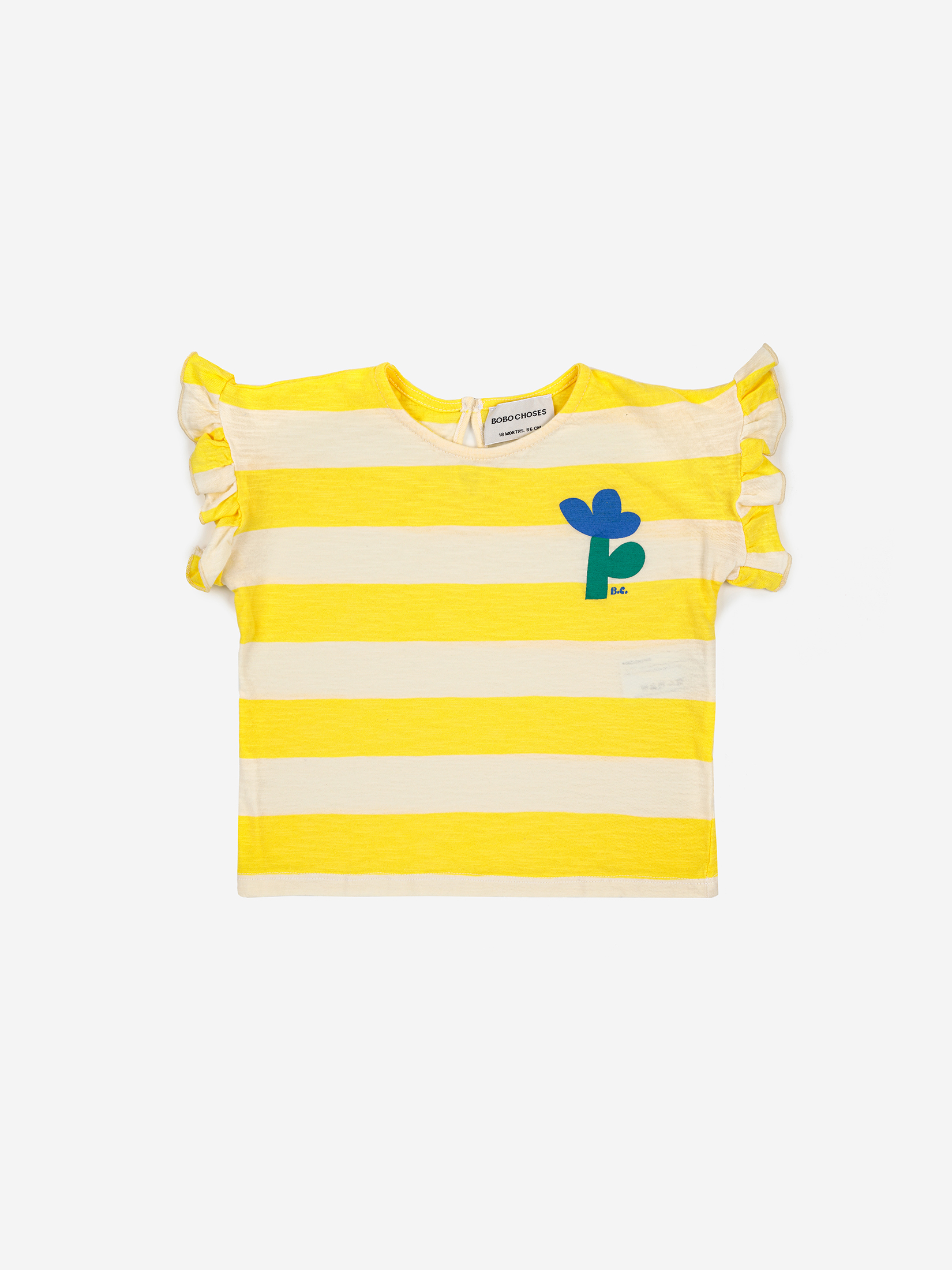 【BOBOCHOSES】Drop1「LIVING IN A SHELL」123AB011 Yellow Stripes ruffle T-shirt/baby