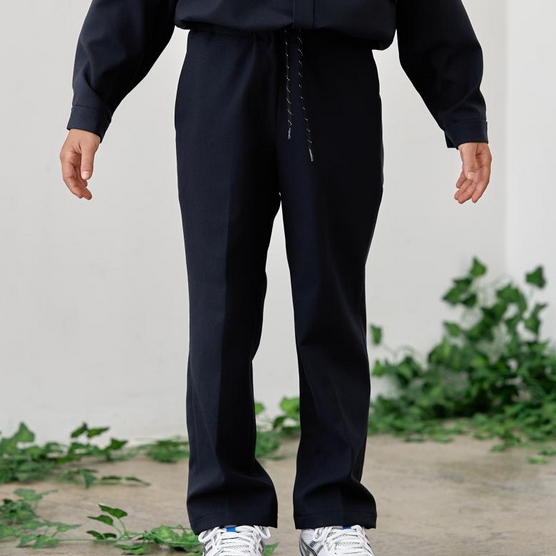 【MOUNTEN.】MP67-1301 polyester canapa slacks/navy