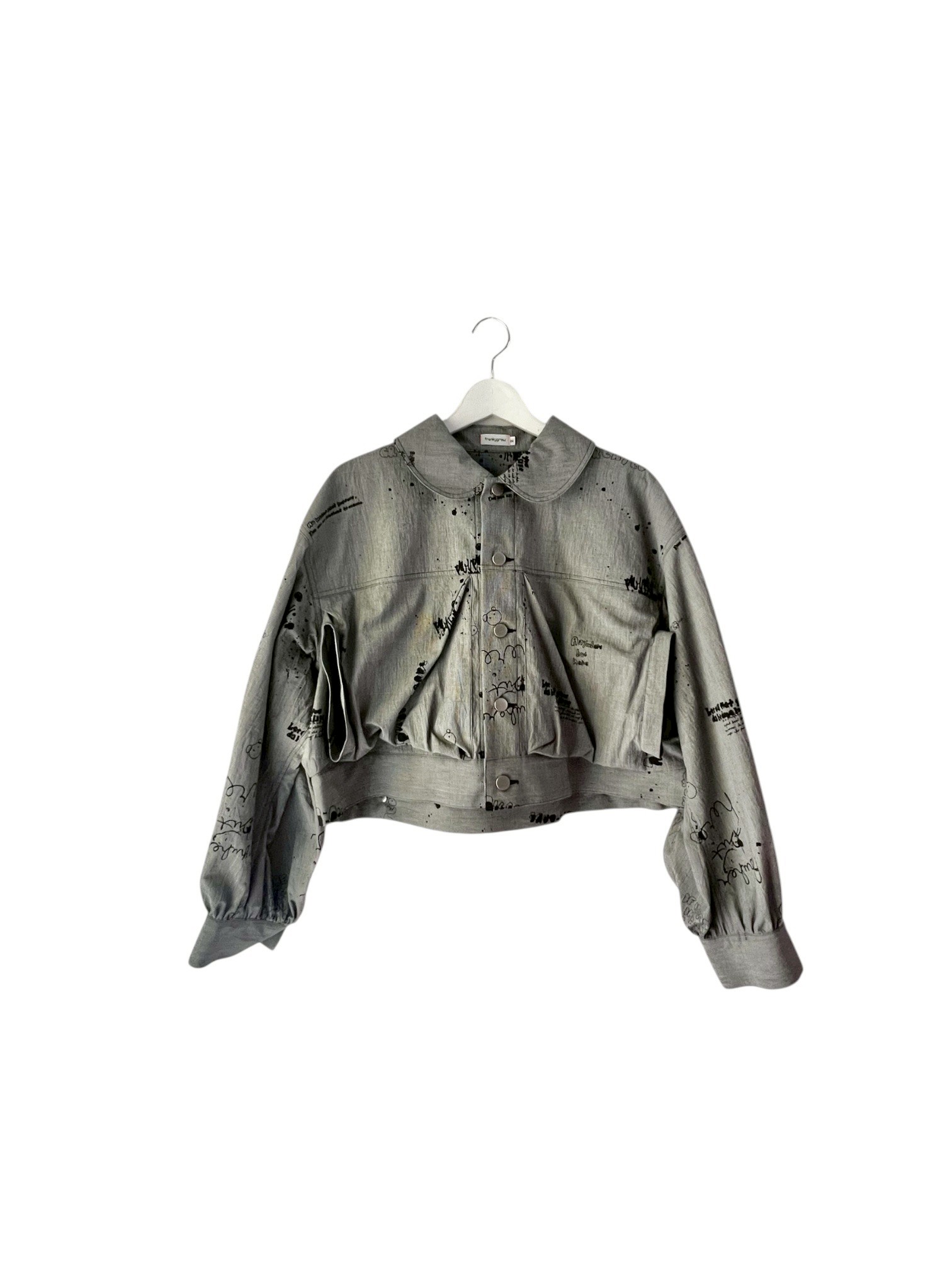 【frankygrow】26SOT-127 HAND-DRAWN Pt. BEAR FEELS SOLID JACKET/WASHER CHECK-GRAY