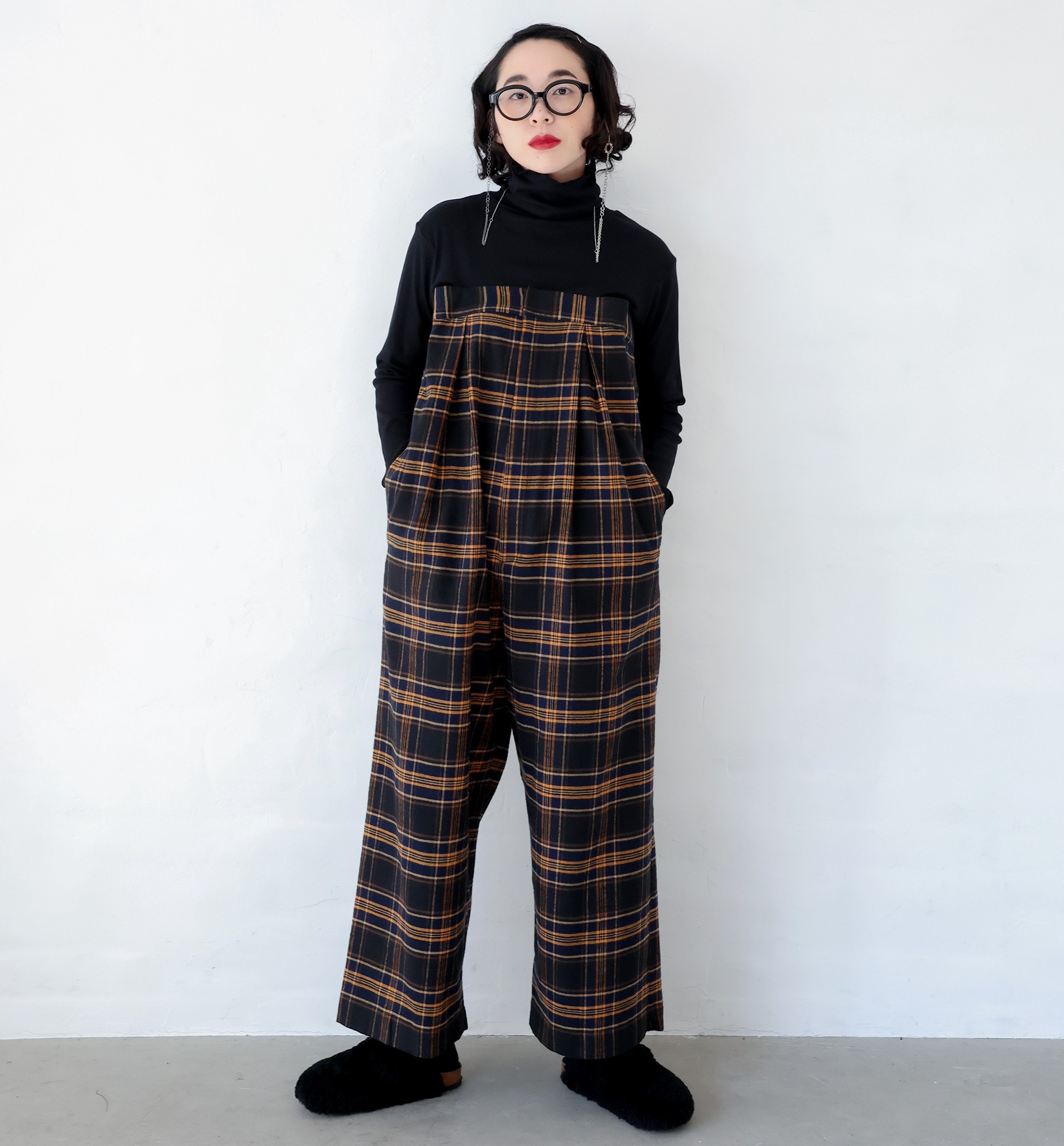 【michirico】MR25AW-21 Tartan salopette/adult