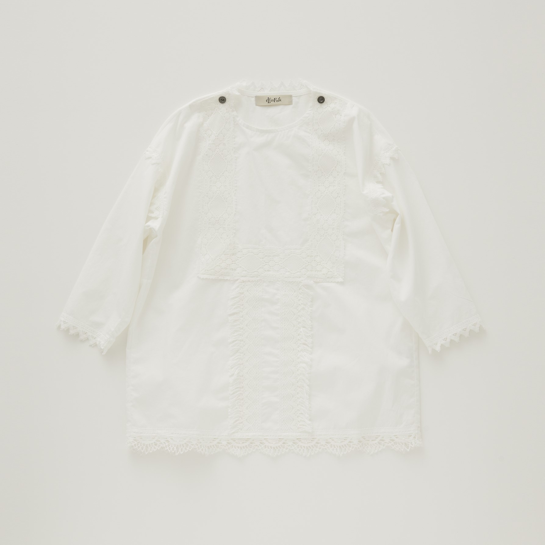 【eLfinFolk】elf-241F49/F50 Cotton Typwriter Lace dress shirt/off white