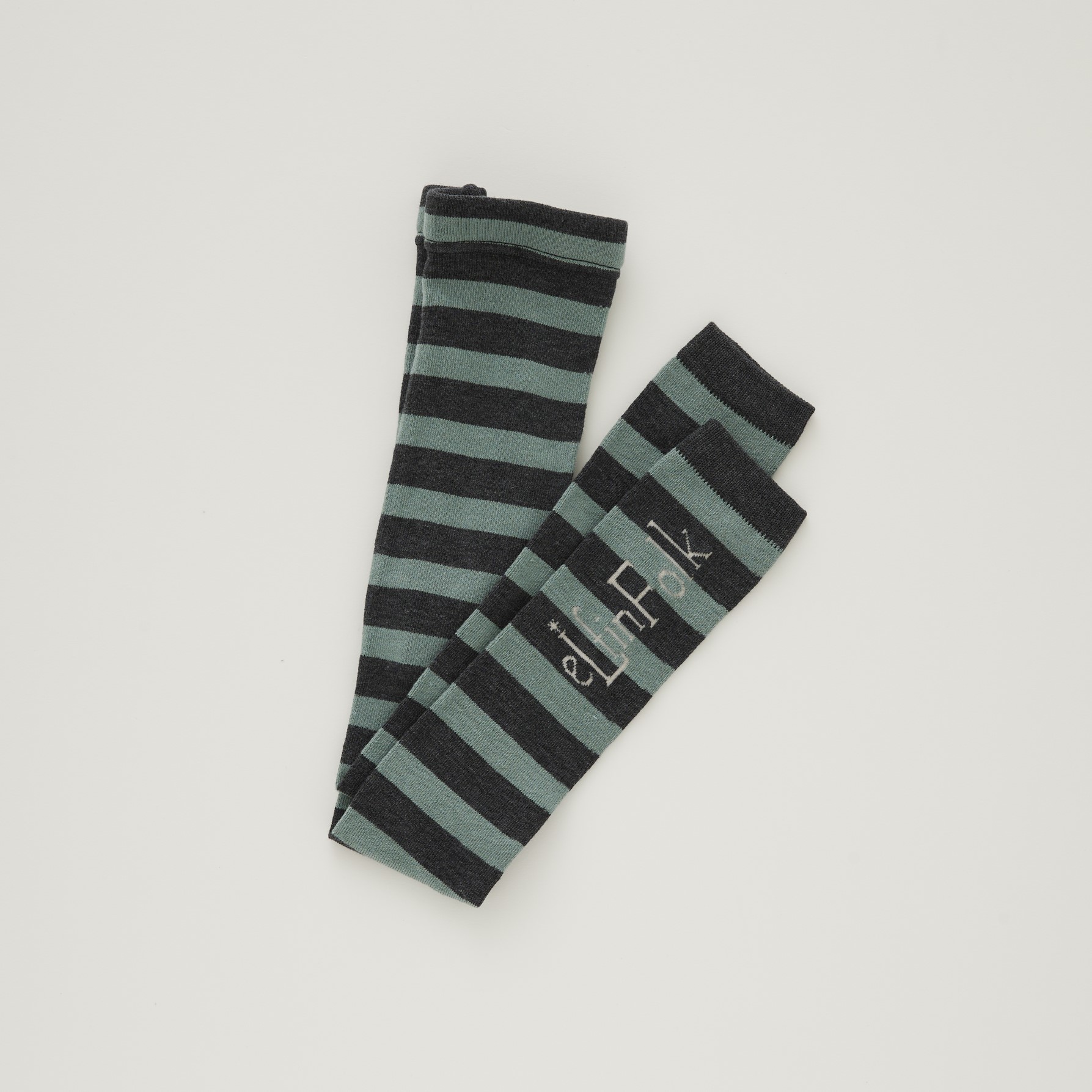 【eLfinFolk】elf-241A60 Wide Stripe × LOGO Leggins/gray×mint