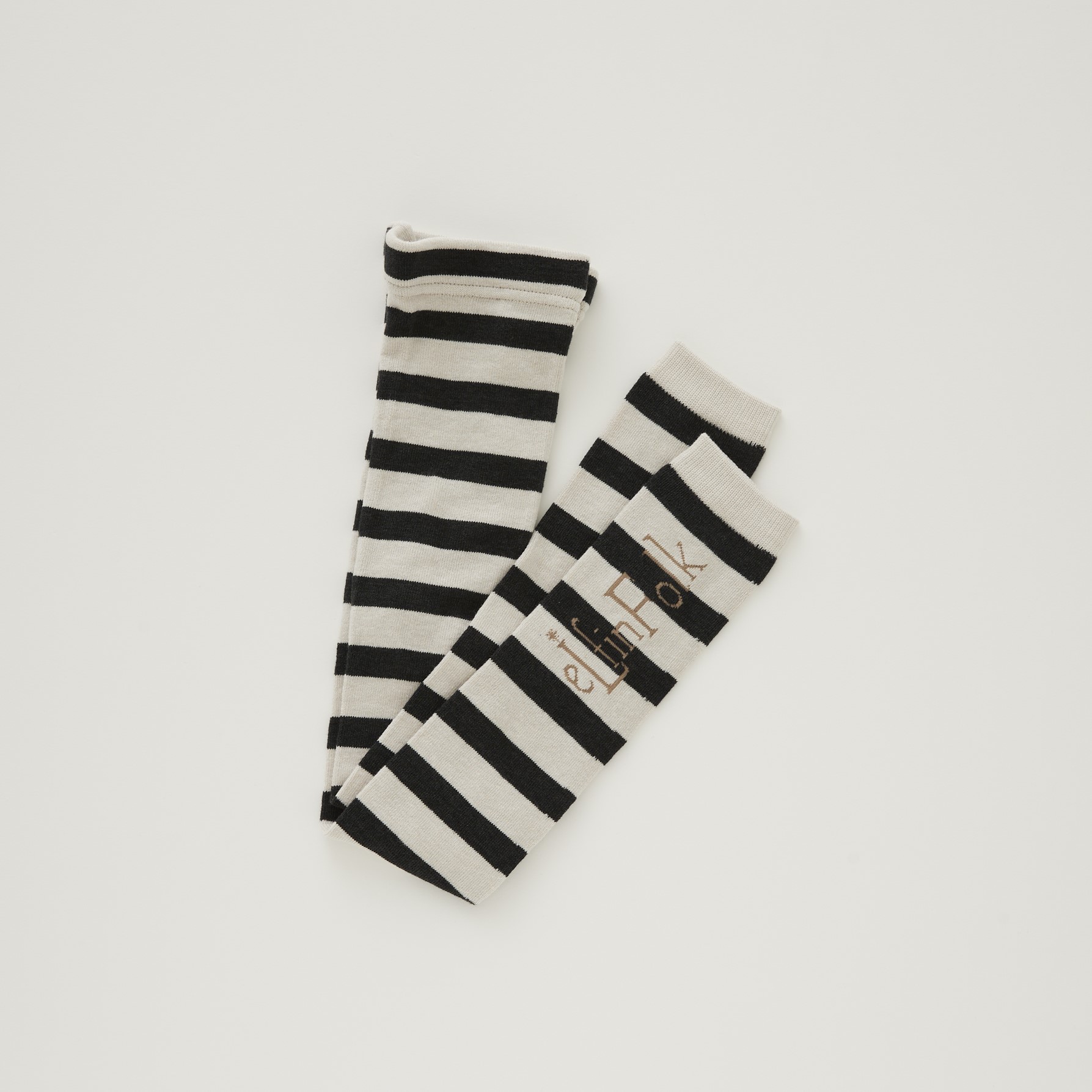 【eLfinFolk】elf-241A60 Wide Stripe × LOGO Leggins/ivory×black