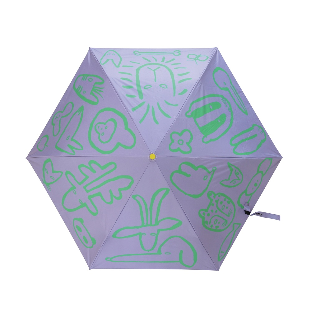 【Goma】晴雨兼用・UV・撥水加工 Goma Folding umbrella Animal Fun Gray