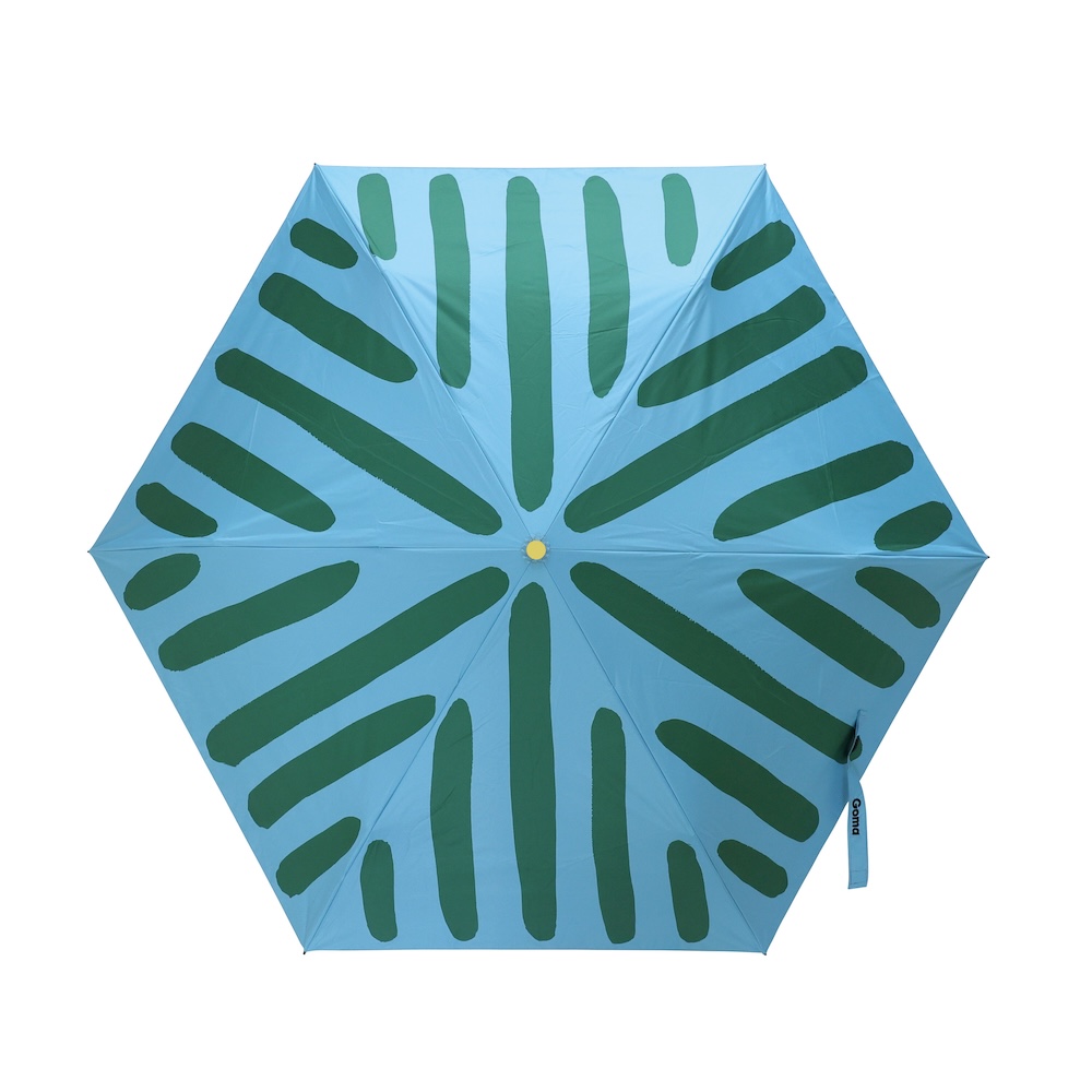 【Goma】晴雨兼用・UV・撥水加工 Folding umbrella Bold Line Light Blue