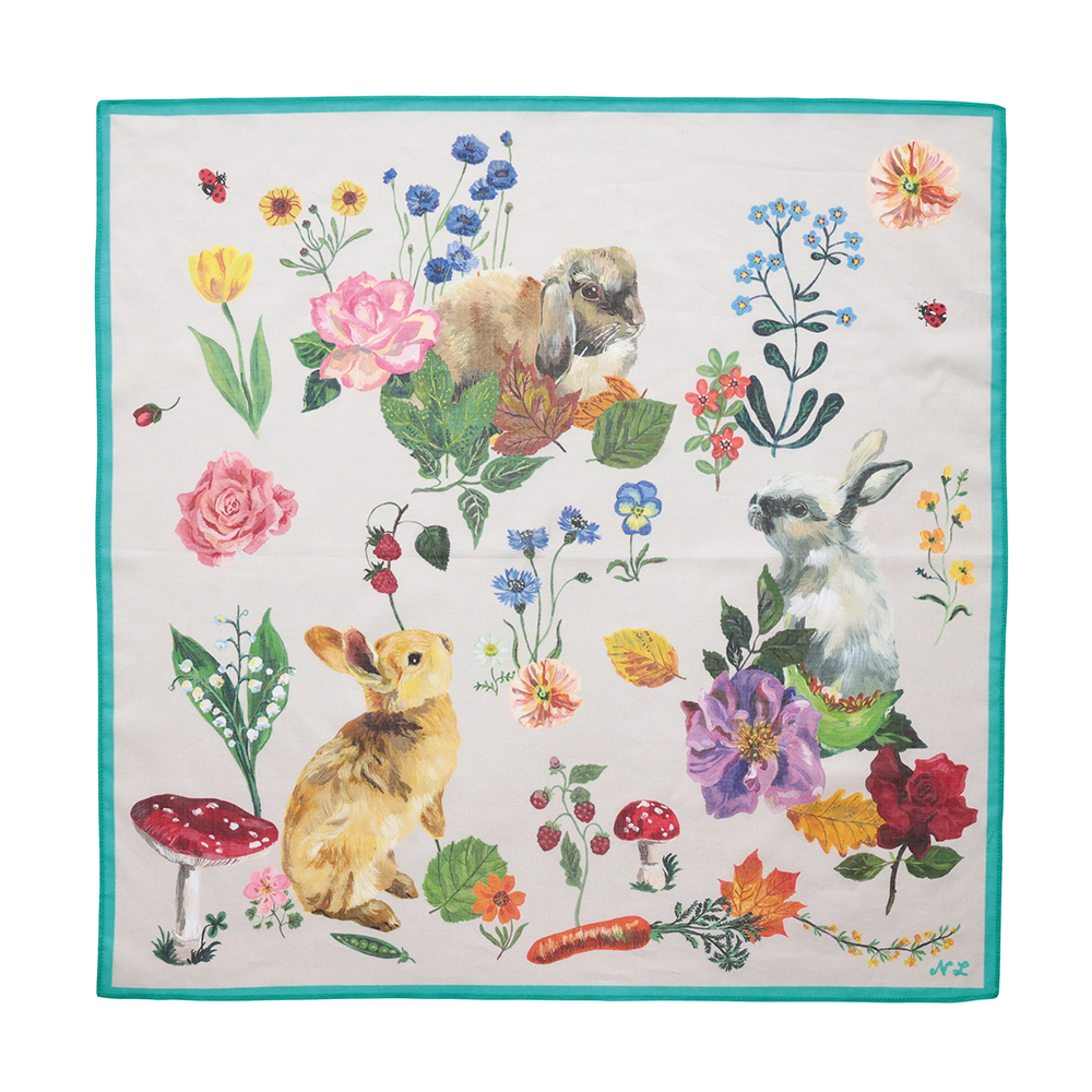 【Nathalie Lete】Handkerchief Rabbits-Ivory