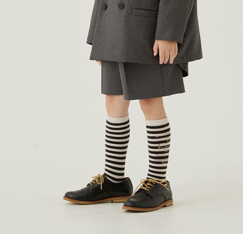 【eLfinFolk】elf-241A61 Stripe ×LOGO high socks