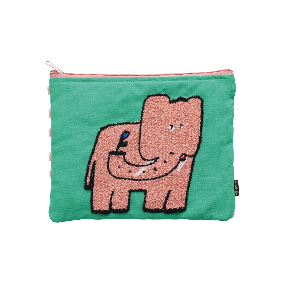【Olya】 Fluffy Flat Pouch Elephant