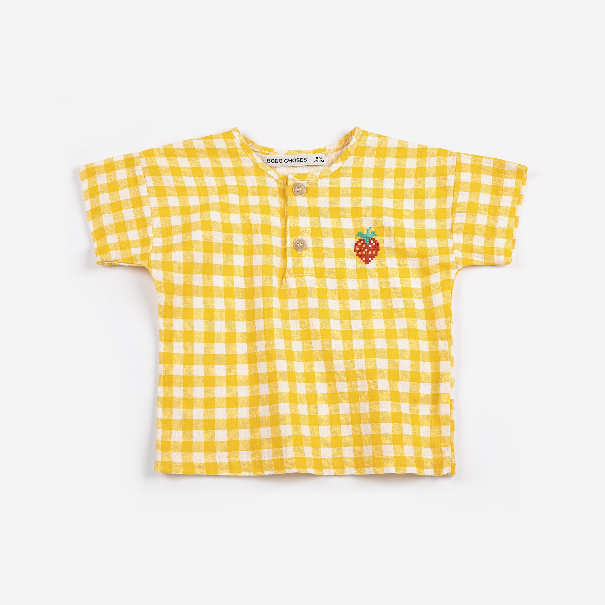 【BOBOCHOSES】Drop2「PICKLES」Baby B126AB145 Pixel Strawberry vichy woven blouse
