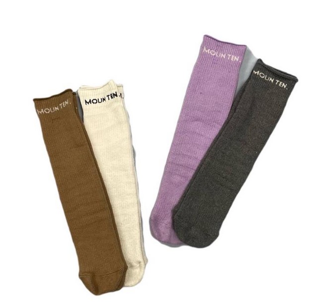 【MOUNTEN.】MA56-1608a logo tube highsocks (organic cotton)