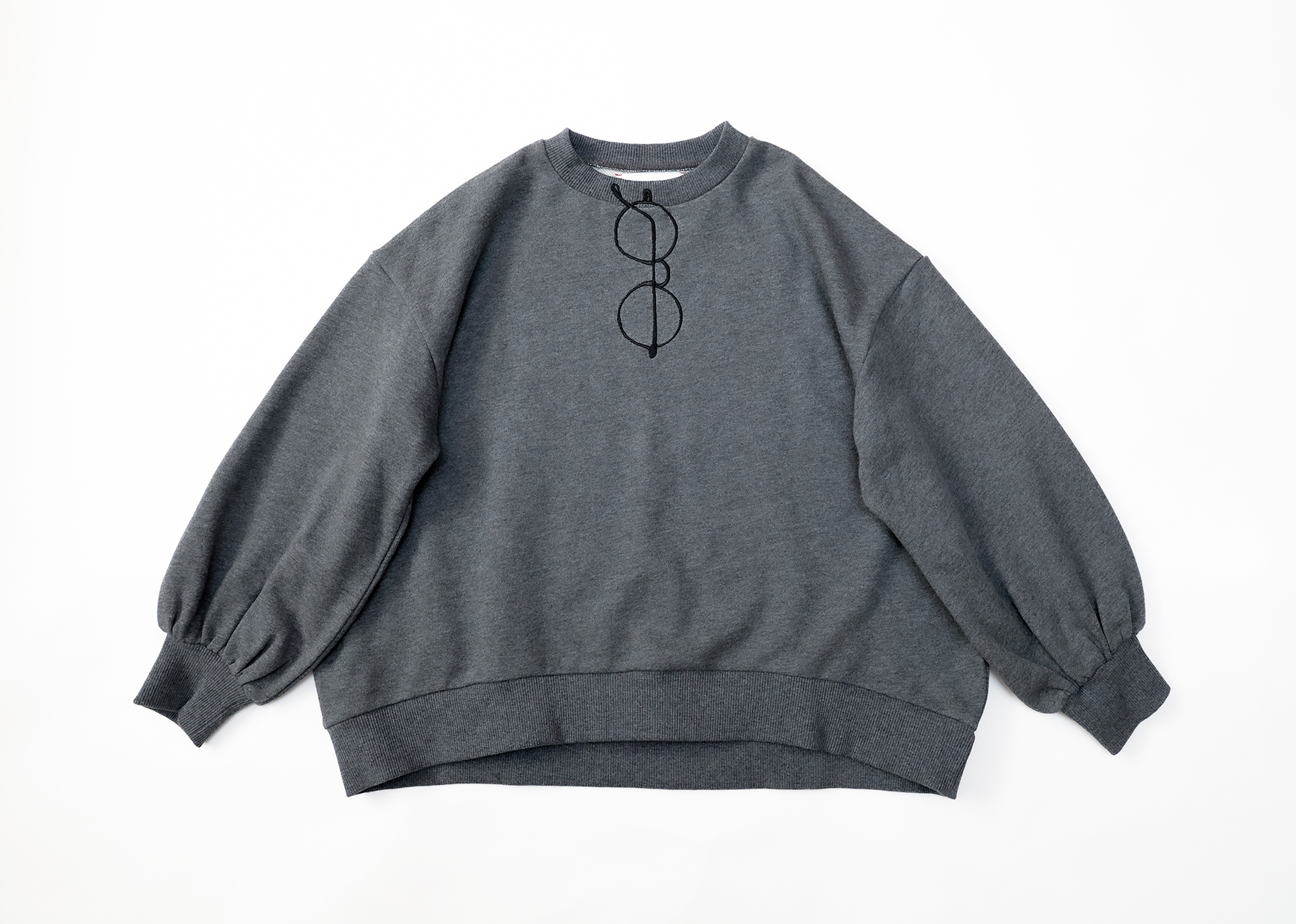 【michirico】MR26AW-07 Glasses embroidery pullover/kids/ダーク杢グレー