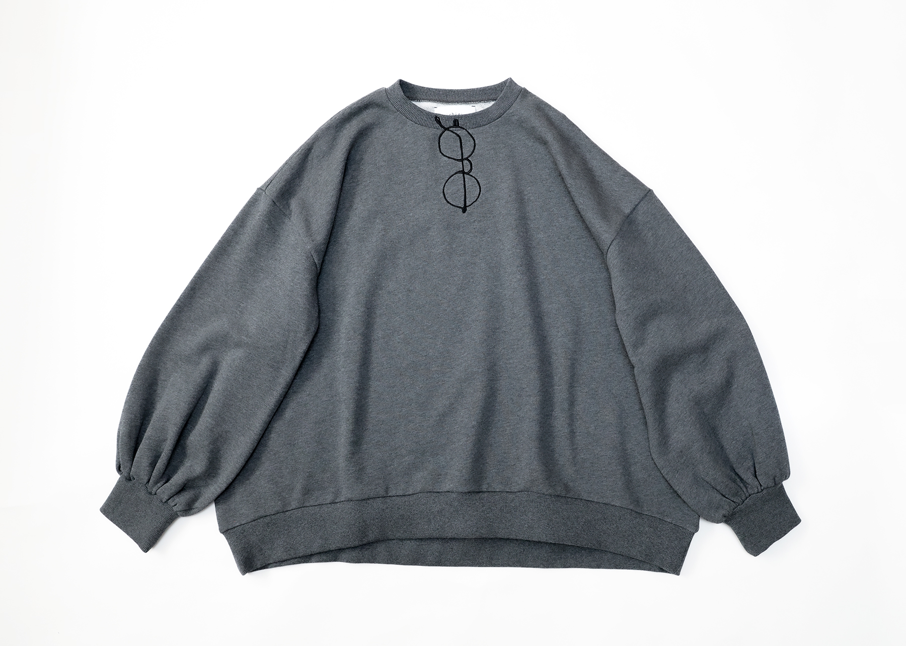 【michirico】MR26AW-07 Glasses embroidery pullover/adult/ダーク杢グレー
