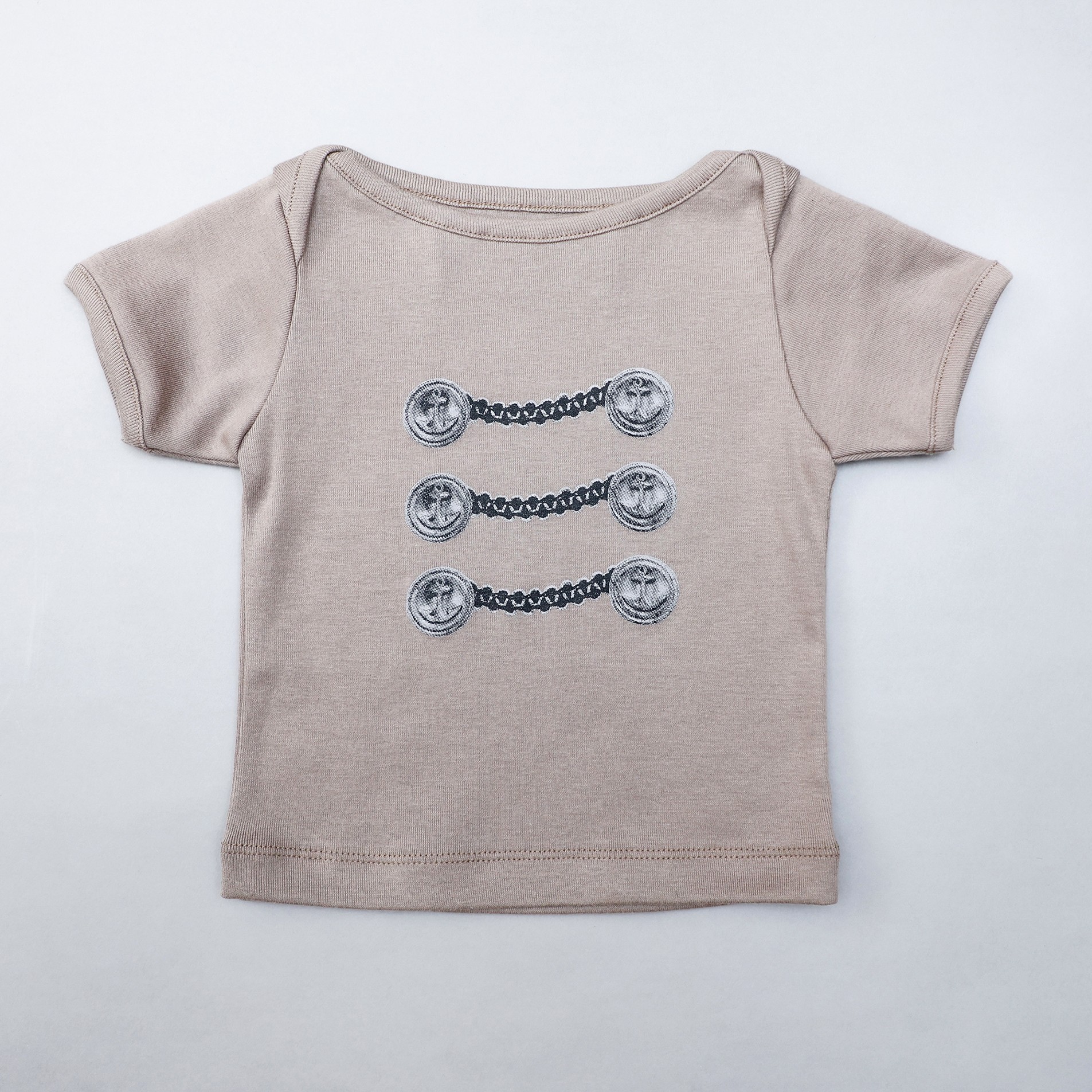 【michirico】MR26SS-10 Button print T/baby/グレージュ