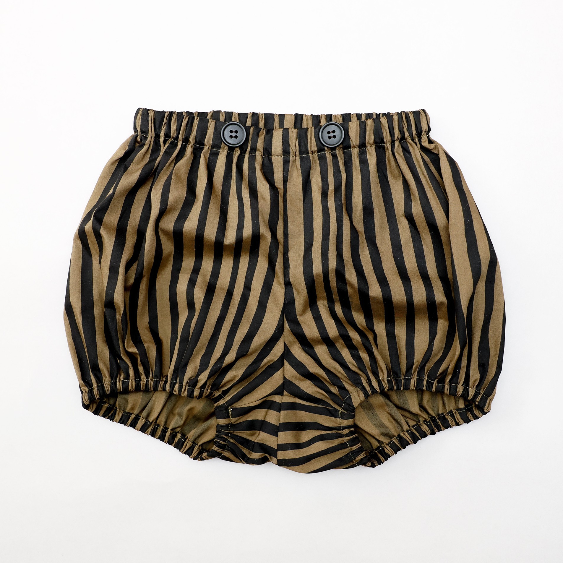 【michirico】MR26SS-27 Hand stripes baby bloomers/baby/ブラック&オリーブ