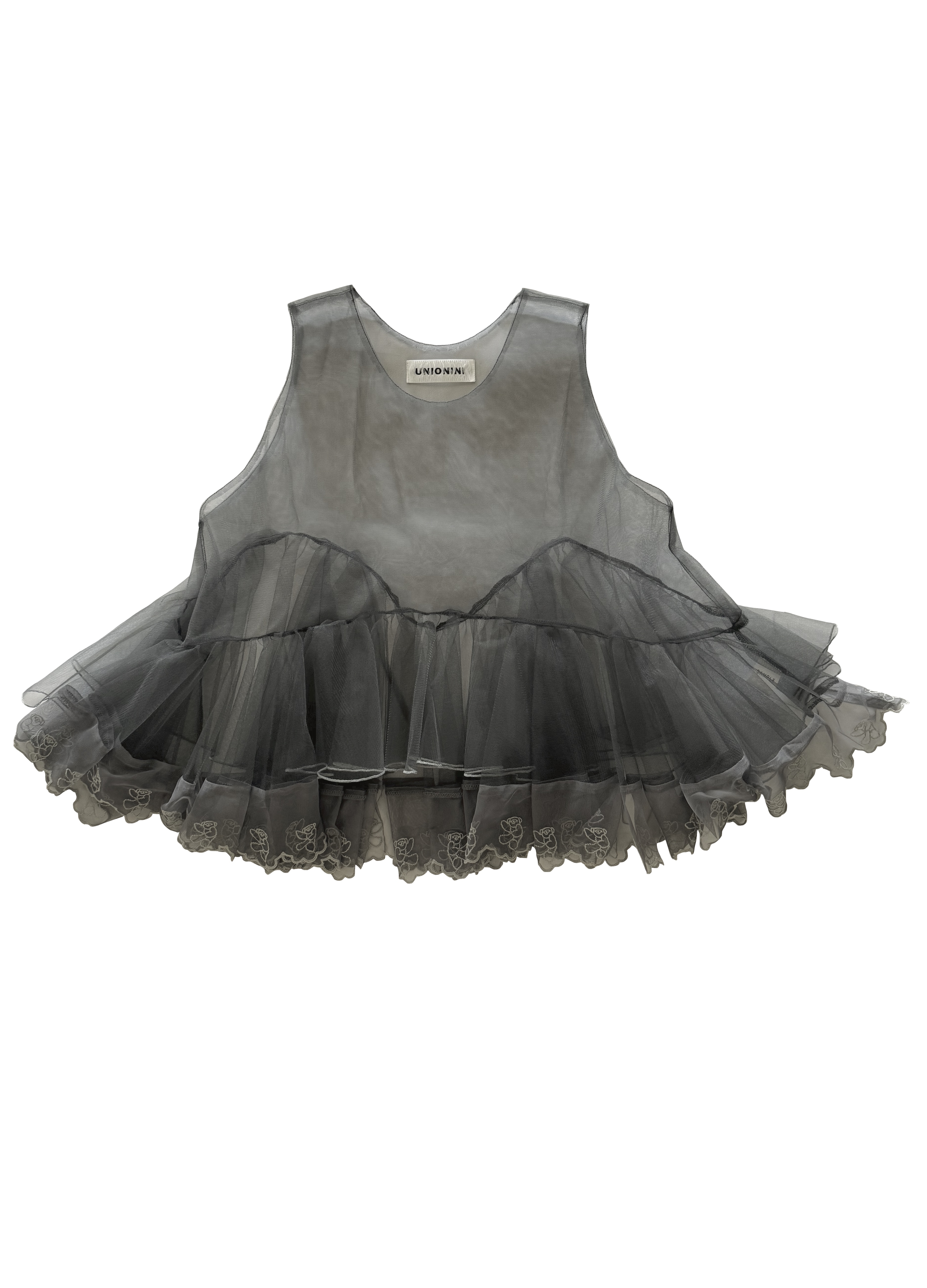 【UNIONINI】OP-098 teddybear lace tulle one piece /gray