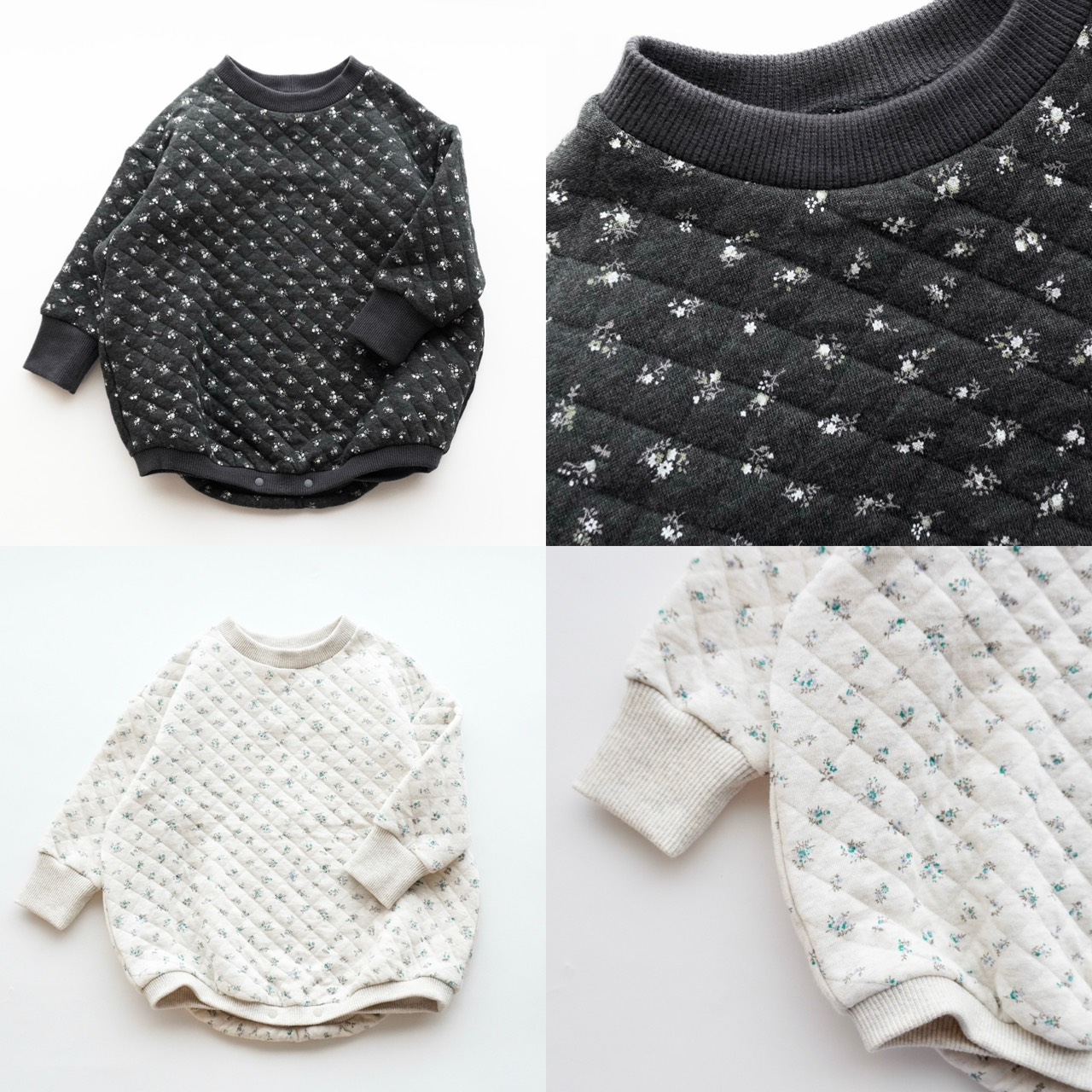 【MOUNTEN.】BT10-0406 flower quilt wide crewneck BABY