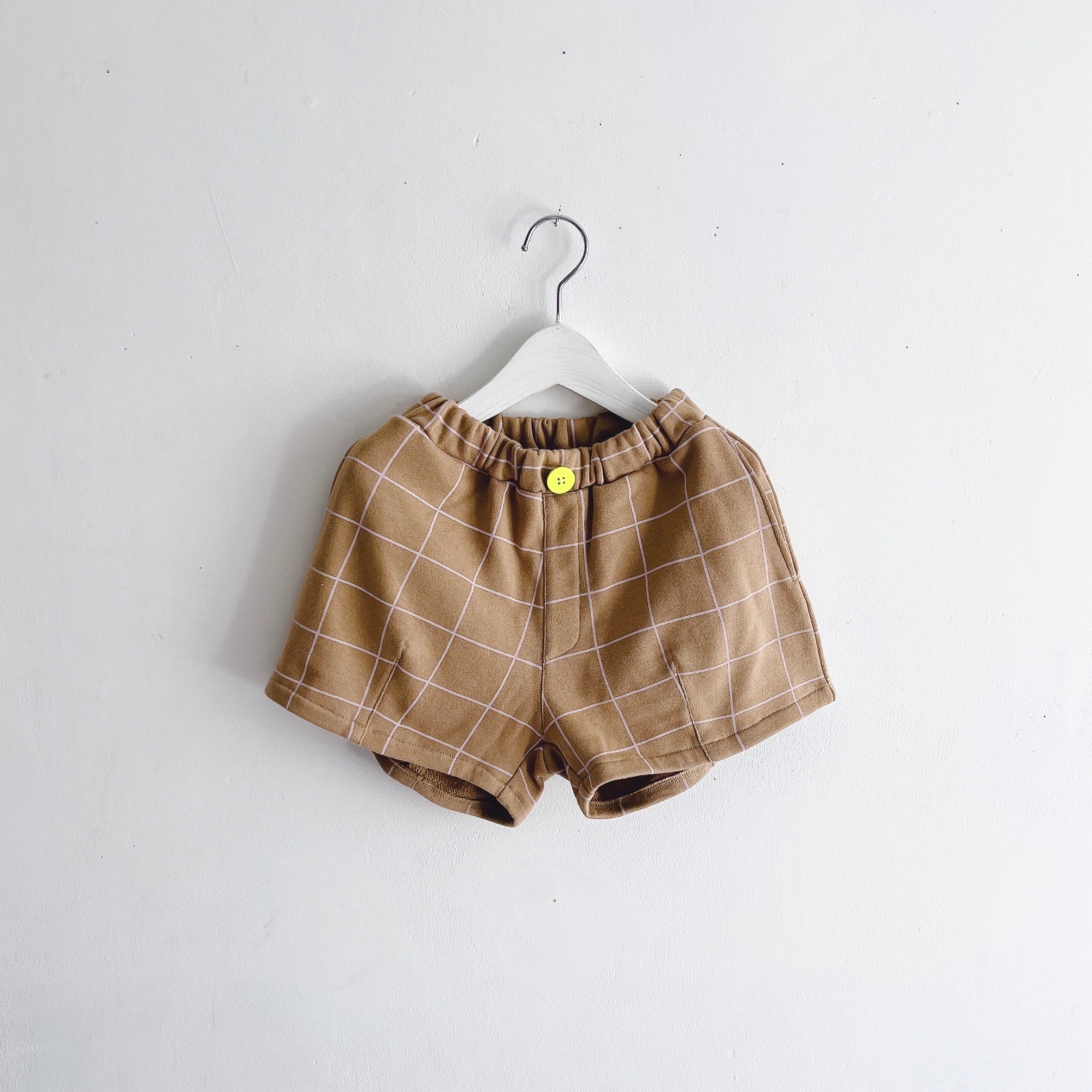 【frankygrow】24FWBT-353 ORG.PT PLAID SWEAT SHORT PANTS/BROWN