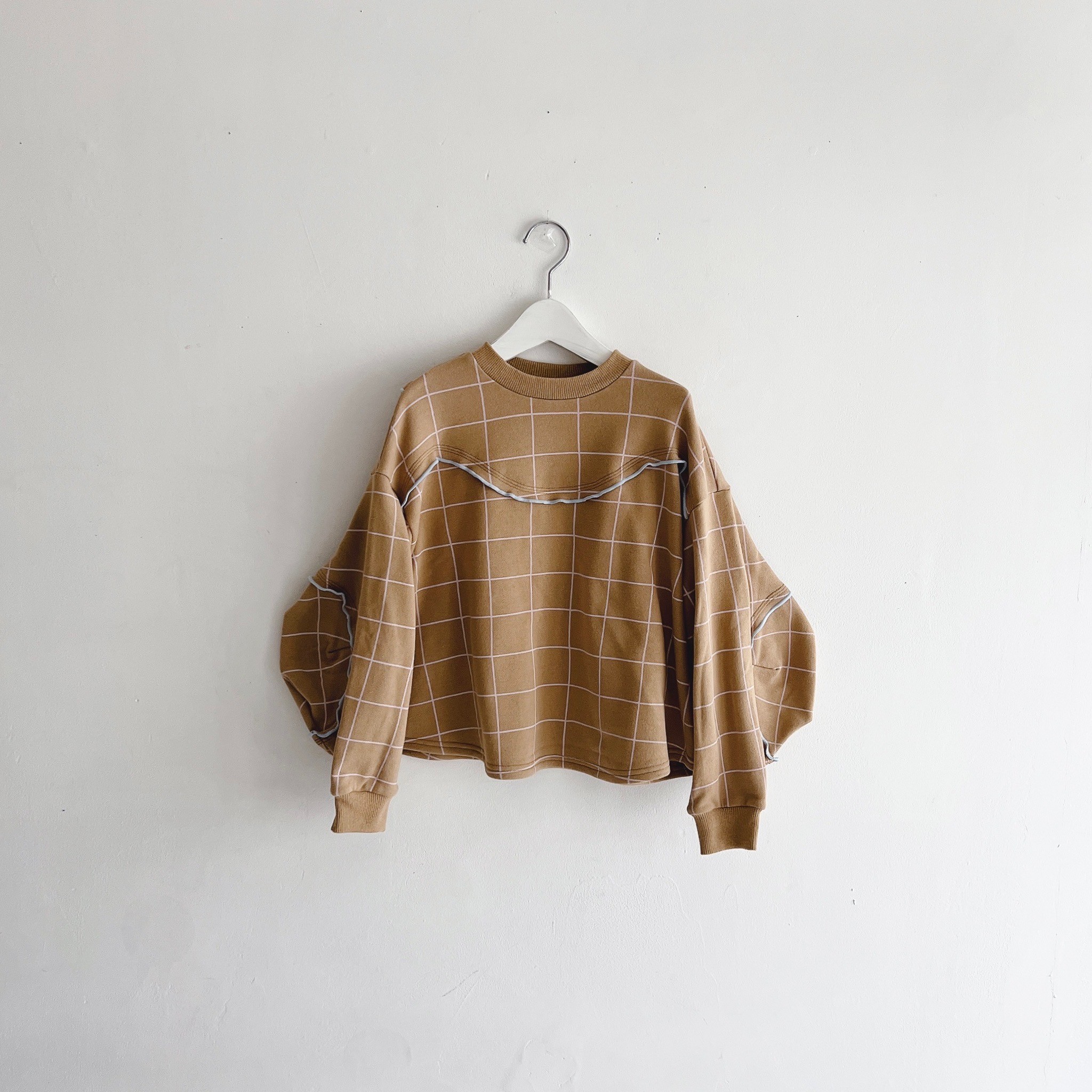 【frankygrow】24FWCS-487 ORG.PT PLAID DEFORMED SWEATSHIRT/BROWN