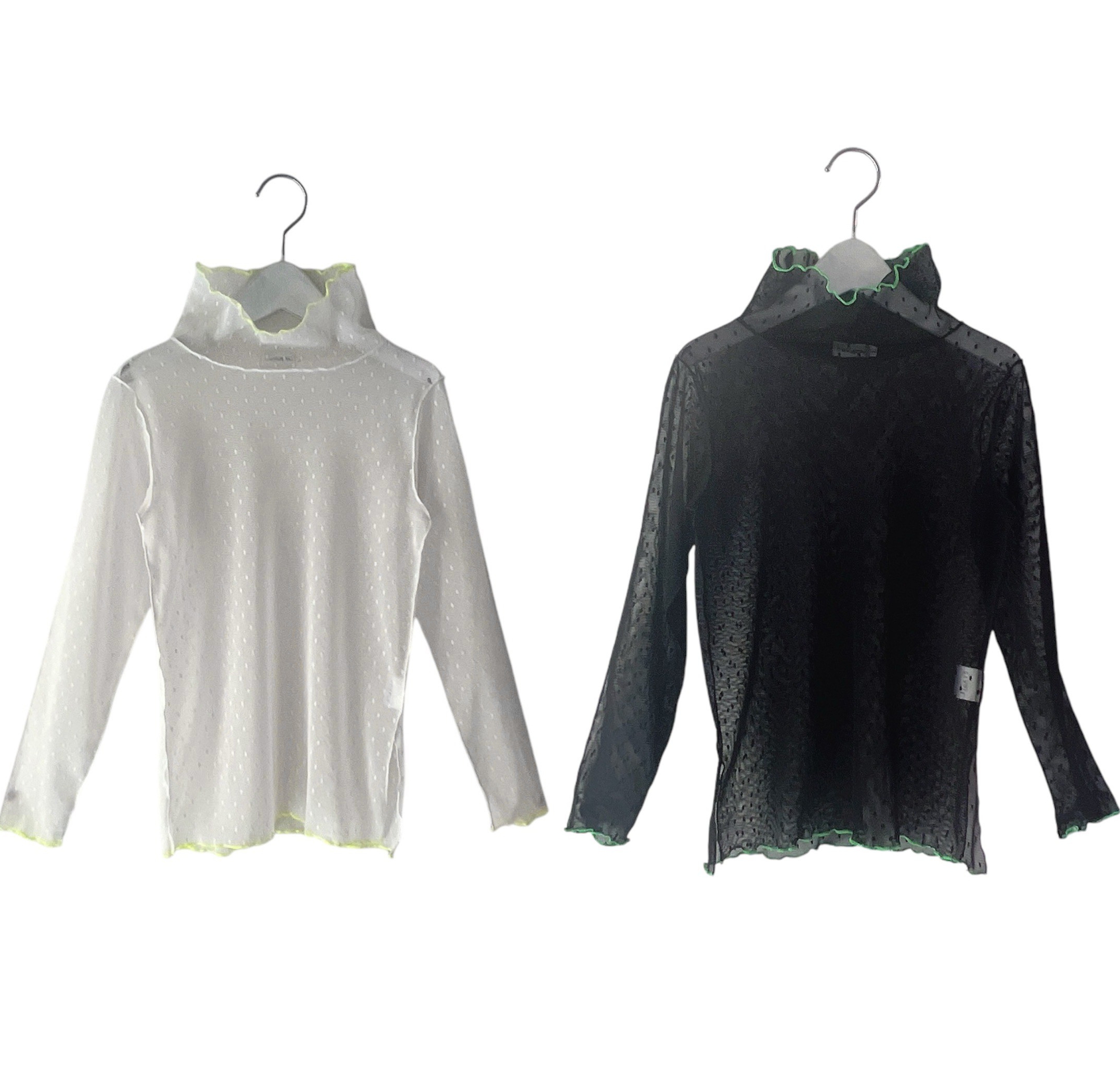 【frankygrow】25FWCS-506 DOTS TULLE MELLOW SHEER HIGH-NECK TOPS