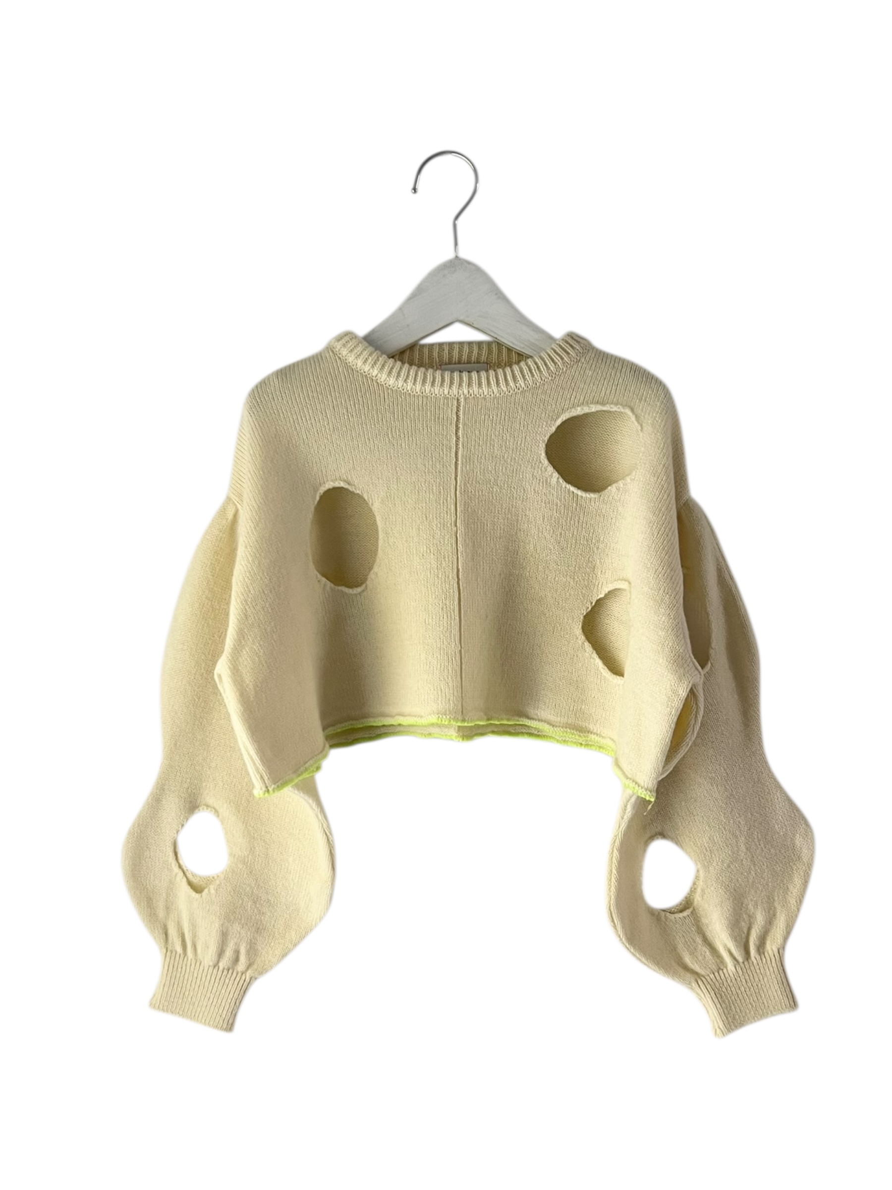 【frankygrow】26FWKTPO-143/CHEESE KNIT PULLOVERおとな/iVORY
