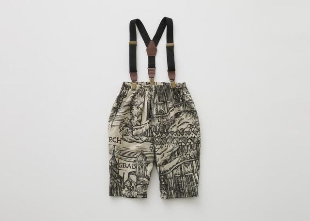 【eLfinFolk】06_elf-262F13 Castle town print Suspenders Pants/black