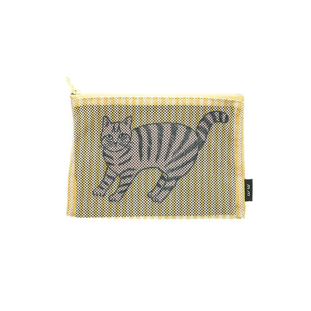 【松尾ミユキ】Stripe Mesh flat pouch Noisettes