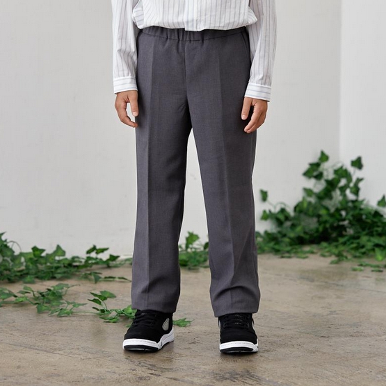 【MOUNTEN.】MP67-1301 polyester canapa slacks/charcoal