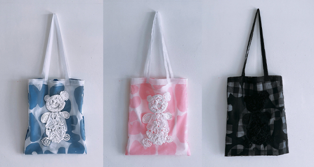 【frankygrow】23SBG-005 TAPE EMBROIDERY BEAR TULLE BAG