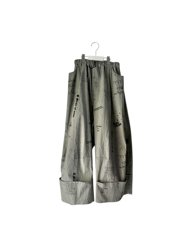 【frankygrow】26SBT-395 HAND-DRAWN Pt. WIDE MACKIN PANTS/WASHER CHECK-GRAY