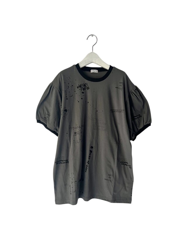 【frankygrow】26SCS-513 HAND-DRAWN Pt. RINGER TEE/CHARCOAL-BLK