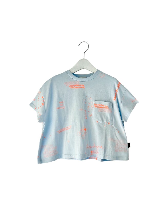【frankygrow】26SCS-514 HAND-DRAWN Pt. POCKET TEE/SKY BLUE-ORG