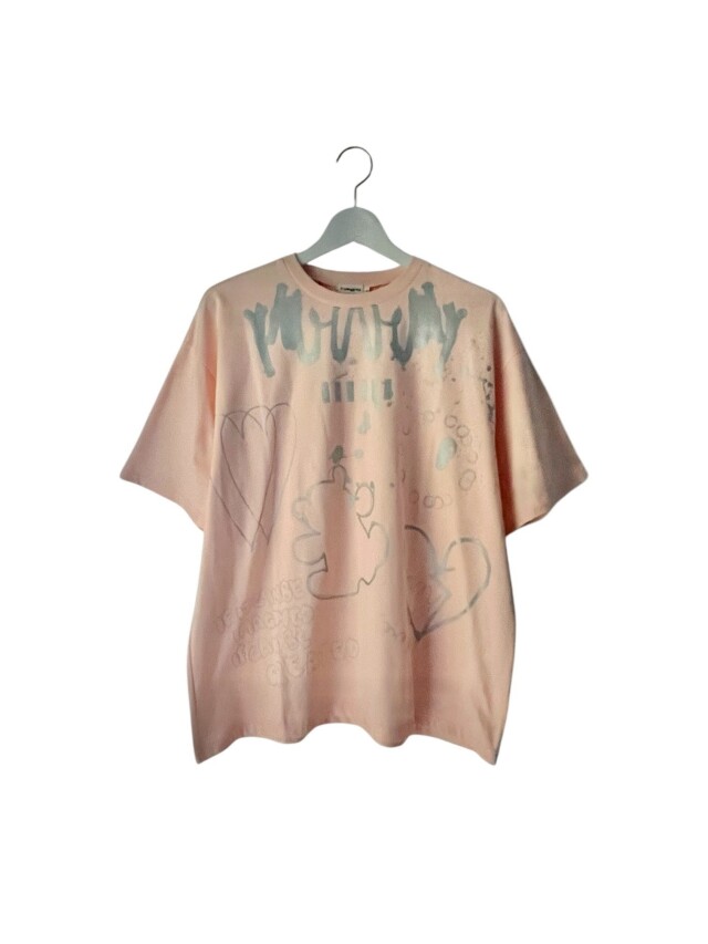 【frankygrow】26SCS-518 HAND-DRAWN BIG PRINT TEE/PINK