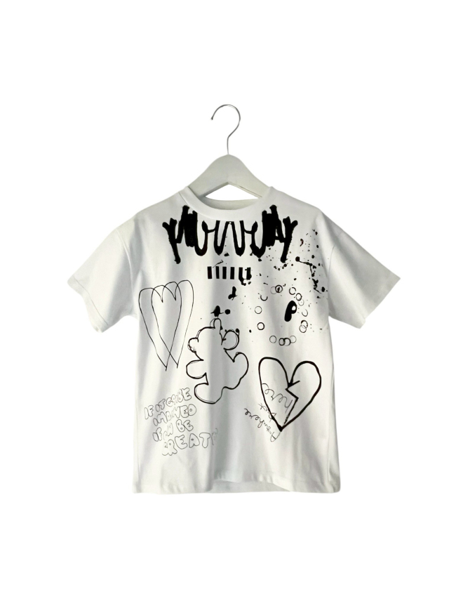【frankygrow】26SCS-518 HAND-DRAWN BIG PRINT TEE/WHITE