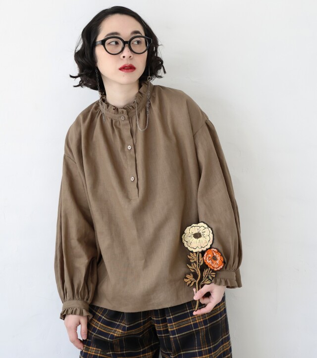 【michirico】MR25AW-19 Ramie gather shirts/adult